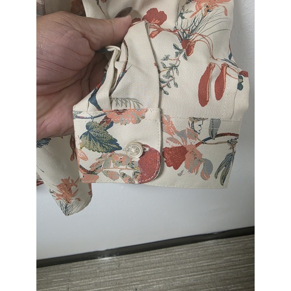 Coldwater‎ Creek Blouse Women's Sz 12 Sandstone Multi Floral Button Down Cotton - Picture 3 of 8